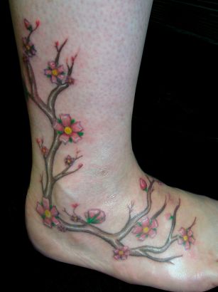 Cherry Blossom Tattoo Ankle